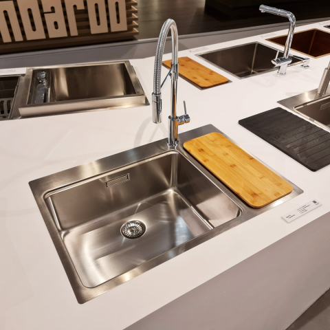 Chiuveta bucatarie cu 2 cuve inox CookingAid UNA 72 cu Bonus: tocator Versus din ABS reversibil in scurgator vase + accesorii montaj [14]