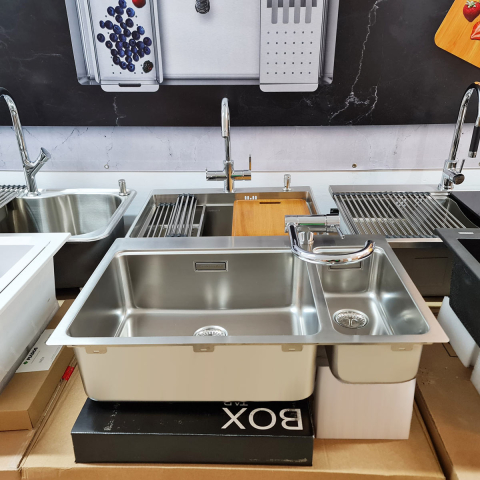 Chiuveta bucatarie cu 2 cuve inox CookingAid UNA 72 cu Bonus: tocator Versus din ABS reversibil in scurgator vase + accesorii montaj [11]