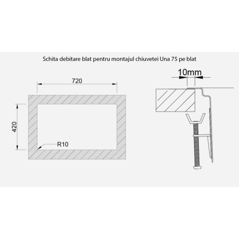 Chiuveta bucatarie cu 2 cuve inox CookingAid UNA 75 cu Bonus: tocator Bambus + accesorii montaj [19]