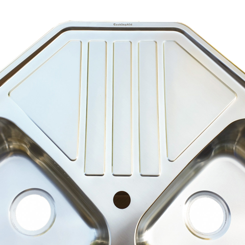 Chiuveta bucatarie cu 2 cuve inox dubla CookingAid KEPPLER BB pe colt reversibila stanga/dreapta cu picurator + accesorii montaj [10]