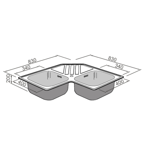 Chiuveta bucatarie cu 2 cuve inox dubla CookingAid KEPPLER BB pe colt reversibila stanga/dreapta cu picurator + accesorii montaj [17]