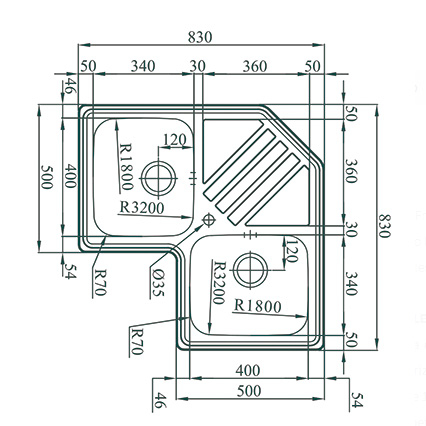 Chiuveta bucatarie cu 2 cuve inox dubla CookingAid KEPPLER BB pe colt reversibila stanga/dreapta cu picurator + accesorii montaj [15]