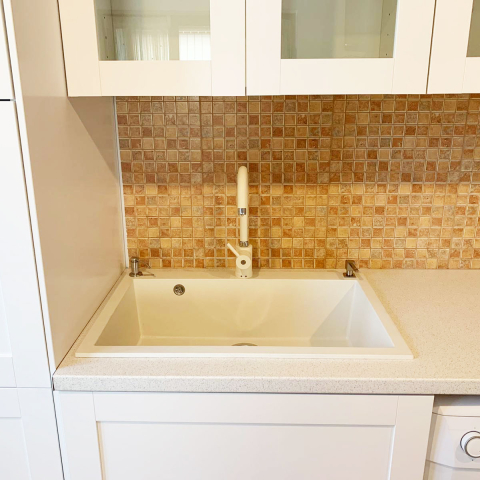 Chiuveta bucatarie granit CookingAid Cube ON7610 Alba Galbui / Jasmine + accesorii montaj [5]