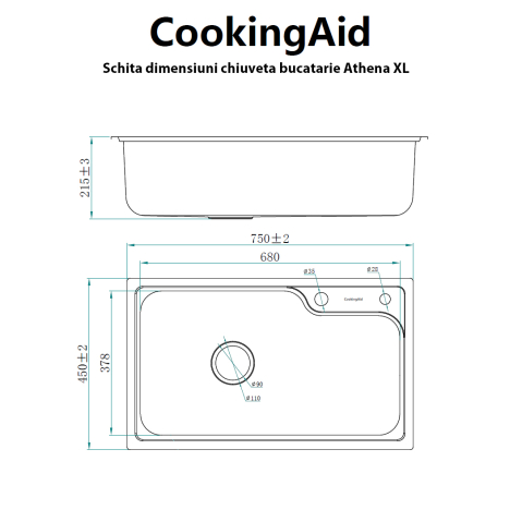 Chiuveta bucatarie inox CookingAid ATHENA XL cu accesorii montaj [11]
