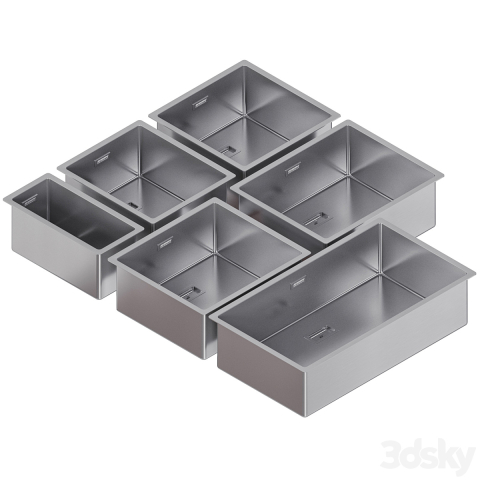 Chiuveta bucatarie inox CookingAid Box Lux 34 cu montaj pe/sub blat cu ventil scurgere dreptunghiular si accesorii montaj [2]