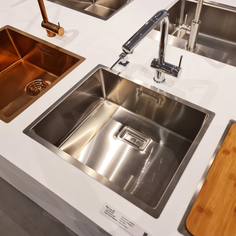 Chiuveta bucatarie inox CookingAid Box Lux 50 cu montaj pe/sub blat cu ventil scurgere dreptunghiular si accesorii montaj [7]