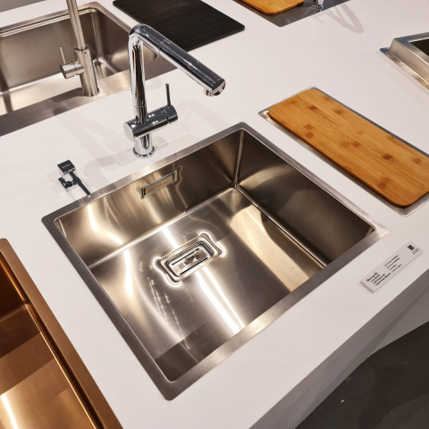 Chiuveta bucatarie inox CookingAid Box Lux 50 cu montaj pe/sub blat cu ventil scurgere dreptunghiular si accesorii montaj [5]