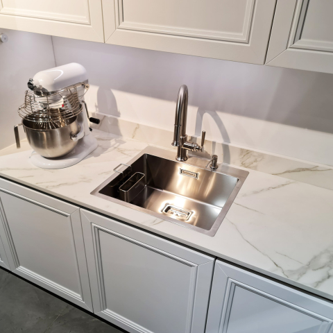 Chiuveta bucatarie inox CookingAid BOX LUX 57 cu ventil automat scurgere dreptunghiular si accesorii montaj [5]