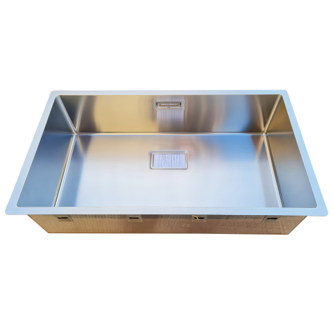 Chiuveta bucatarie inox CookingAid Box Lux 74 cu montaj pe/sub blat cu ventil scurgere dreptunghiular si accesorii montaj [6]