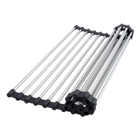 Chiuveta bucatarie inox CookingAid HERA LARGE cu dozator detergent, scurgator vase/paste/fructe, gratar rulabil inox, tocator Sapele + accesorii montaj [11]