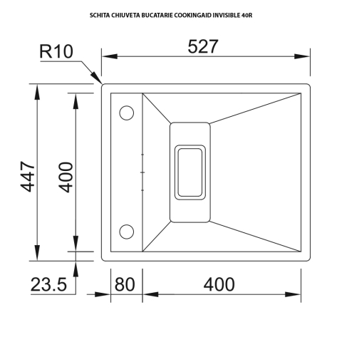Chiuveta bucatarie inox CookingAid INVISIBLE 40R cu baterie telescopica integrata, capac scurgere invizibil, tocator sticla temperizata + accesorii montaj [7]