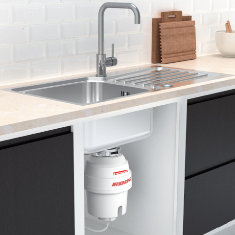 Chiuveta bucatarie inox CookingAid INVISIBLE 40R cu baterie telescopica integrata, tocator sticla temperizata, tocator resturi alimenatare Rodi + adaptor tocator First [26]