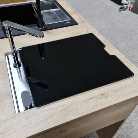 Chiuveta bucatarie inox CookingAid INVISIBLE 40R cu treapta pentru baterie si capac scurgere invizibil + accesorii montaj [24]