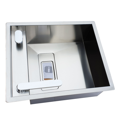 Chiuveta bucatarie inox CookingAid INVISIBLE 40R cu treapta pentru baterie si capac scurgere invizibil + accesorii montaj [13]