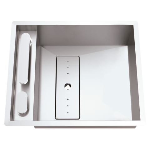 Chiuveta bucatarie inox CookingAid INVISIBLE 40R cu treapta pentru baterie si capac scurgere invizibil + accesorii montaj [4]