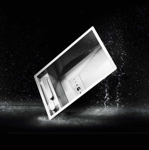 Chiuvete & Baterii - Chiuveta bucatarie inox CookingAid INVISIBLE 50R cu capac scurgere invizibil + accesorii montaj