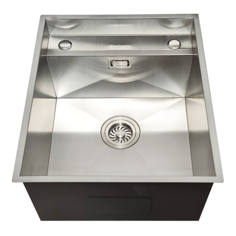 Chiuveta bucatarie inox CookingAid INVISIBLE DEEP cu baterie telescopica integrata, scurgator vase/paste/fructe, tocator sticla temperizata, dozator detergent + accesorii montaj [6]