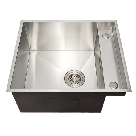 Chiuveta bucatarie inox CookingAid INVISIBLE DEEP cu baterie telescopica integrata, scurgator vase/paste/fructe, tocator sticla temperizata, dozator detergent + accesorii montaj [7]