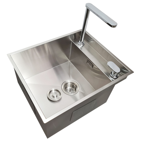 Chiuveta bucatarie inox CookingAid INVISIBLE DEEP cu scurgator vase/paste/fructe, dozator detergent + accesorii montaj [14]