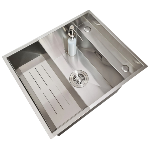 Chiuveta bucatarie inox CookingAid INVISIBLE DEEP cu scurgator vase/paste/fructe, dozator detergent + accesorii montaj [2]