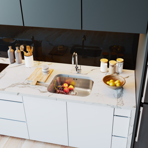 Chiuveta bucatarie inox CookingAid LAGUNA cu montaj pe / sub blat + accesorii montaj [4]