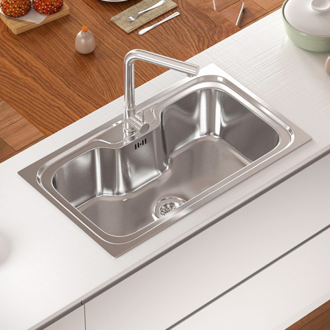 Chiuveta bucatarie inox CookingAid SELENA BIG ONE, 860x510x220mm cu accesorii montaj [11]