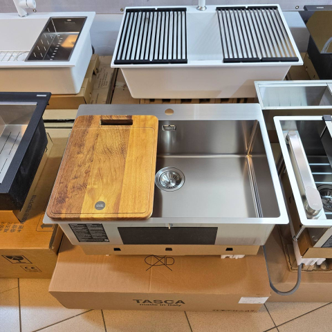 Chiuveta bucatarie inox CookingAid TASCA ASOLO AA65 cu montaj pe blat sau la nivelul blatului si accesorii montaj [5]