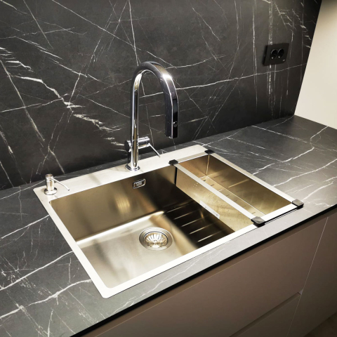 Chiuveta bucatarie inox CookingAid TASCA ASOLO AA65 cu montaj pe blat sau la nivelul blatului si accesorii montaj [17]