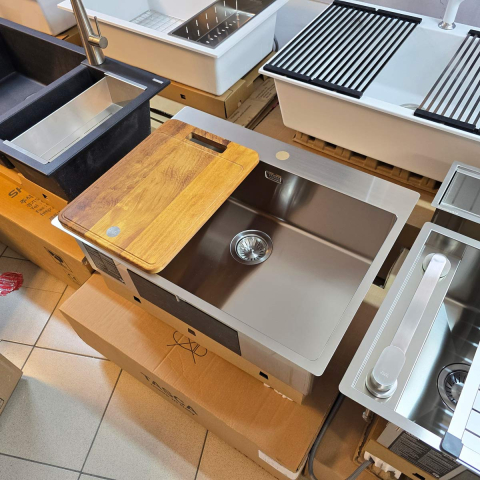 Chiuveta bucatarie inox CookingAid TASCA ASOLO AA65 cu montaj pe blat sau la nivelul blatului si accesorii montaj [4]