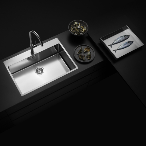 Chiuveta bucatarie inox CookingAid TASCA ASOLO AA74 cu montaj pe blat sau la nivelul blatului si accesorii montaj [3]