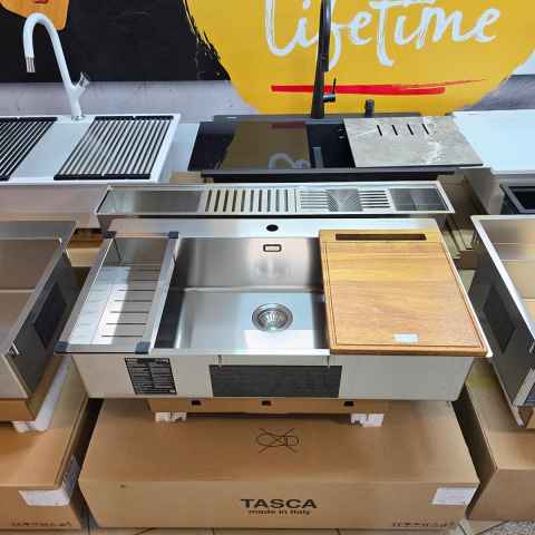 Chiuveta bucatarie inox CookingAid TASCA ASOLO AA90 WORKSTATION cu montaj pe blat sau la nivelul blatului si accesorii montaj [4]