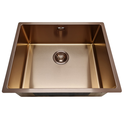 Chiuveta bucatarie inox CookingAid TASCA CANOVA CA50 COPPER cu strat PVD ceramic culoare cupru cu montaj pe blat, sub blat sau la nivelul blatului si accesorii montaj [4]