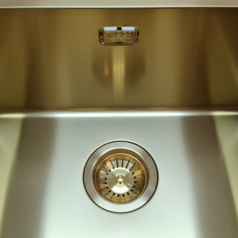 Chiuveta bucatarie inox CookingAid TASCA CANOVA CA50 Gold cu strat PVD ceramic culoare aurie cu montaj pe blat, sub blat sau la nivelul blatului si accesorii montaj [7]