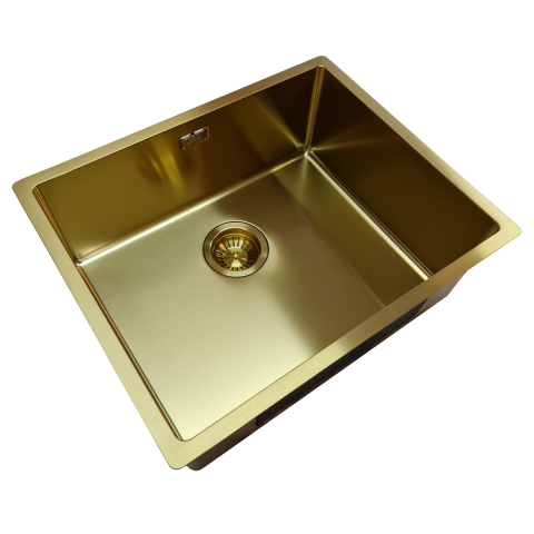 Chiuveta bucatarie inox CookingAid TASCA CANOVA CA50 Gold cu strat PVD ceramic culoare aurie cu montaj pe blat, sub blat sau la nivelul blatului si accesorii montaj [3]