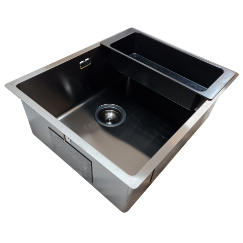 Chiuveta bucatarie inox CookingAid TASCA CANOVA CA50 GUN METAL cu strat PVD ceramic culoare gri inchis / negru antracit cu montaj pe blat, sub blat sau la nivelul blatului si accesorii montaj [8]