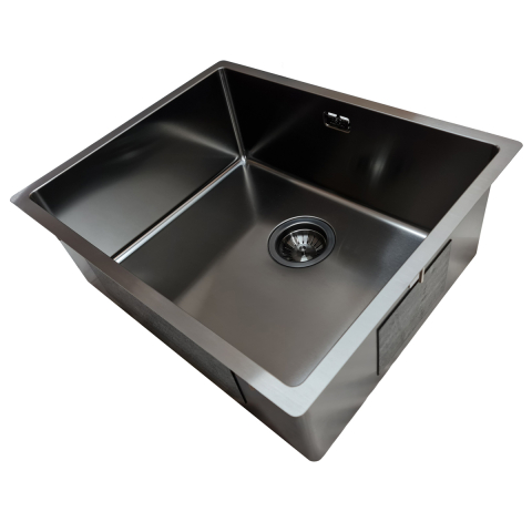 Chiuveta bucatarie inox CookingAid TASCA CANOVA CA50 GUN METAL cu strat PVD ceramic culoare gri inchis / negru antracit cu montaj pe blat, sub blat sau la nivelul blatului si accesorii montaj [5]