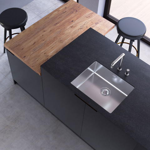 Chiuvete & Baterii - Chiuveta bucatarie inox CookingAid TASCA CANOVA CA55 cu montaj pe blat, sub blat sau la nivelul blatului si accesorii montaj