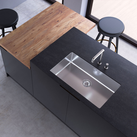 Chiuveta bucatarie inox CookingAid TASCA CANOVA CA70 cu montaj pe blat, sub blat sau la nivelul blatului si accesorii montaj [1]