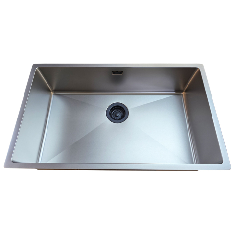 Chiuveta bucatarie inox CookingAid TASCA CANOVA CA70 DuriX mata, rezistenta la zgarieturi si ventil/preaplin negru, cu montaj pe blat, sub blat sau la nivelul blatului si accesorii montaj [3]