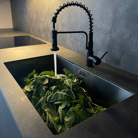 Chiuveta bucatarie inox CookingAid TASCA CANOVA CA70 GUN METAL cu strat PVD ceramic culoare gri inchis / negru antracit cu montaj pe blat, sub blat sau la nivelul blatului si accesorii montaj [20]