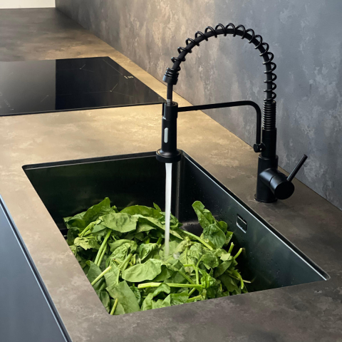 Chiuveta bucatarie inox CookingAid TASCA CANOVA CA70 GUN METAL cu strat PVD ceramic culoare gri inchis / negru antracit cu montaj pe blat, sub blat sau la nivelul blatului si accesorii montaj [18]