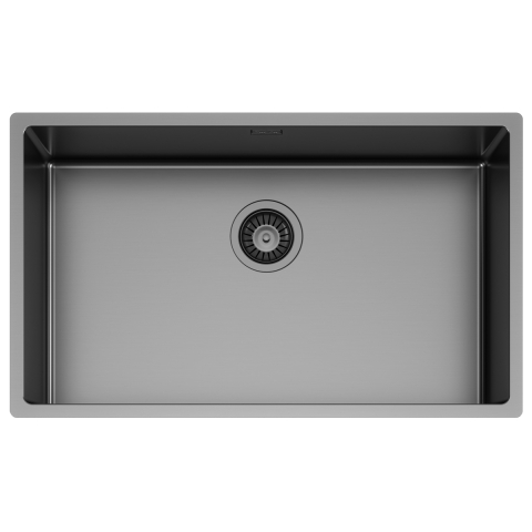 Chiuveta bucatarie inox CookingAid TASCA CANOVA CA70 GUN METAL cu strat PVD ceramic culoare gri inchis / negru antracit cu montaj pe blat, sub blat sau la nivelul blatului si accesorii montaj [3]