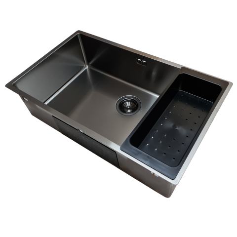 Chiuveta bucatarie inox CookingAid TASCA CANOVA CA70 GUN METAL cu strat PVD ceramic culoare gri inchis / negru antracit cu montaj pe blat, sub blat sau la nivelul blatului si accesorii montaj [10]