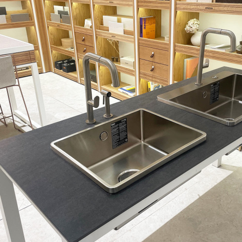 Chiuveta bucatarie inox CookingAid TASCA IRIS IR40 cu montaj pe blat, ventil scurgere automat cu capac scurgere invisibila, preaplin rotund si accesorii montaj [16]