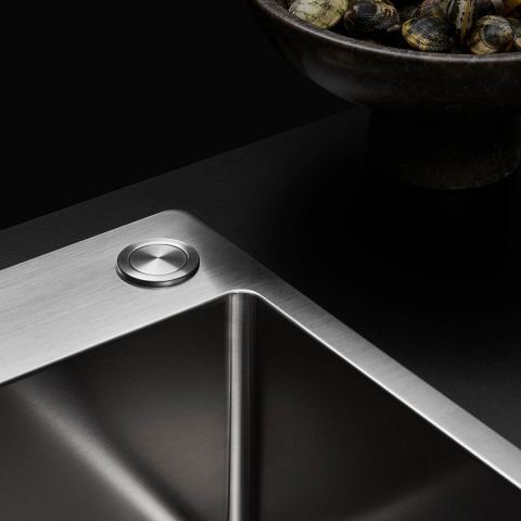 Chiuveta bucatarie inox CookingAid TASCA IRIS IR70 cu montaj pe blat, ventil scurgere automat cu capac scurgere invisibila, preaplin rotund si accesorii montaj [5]