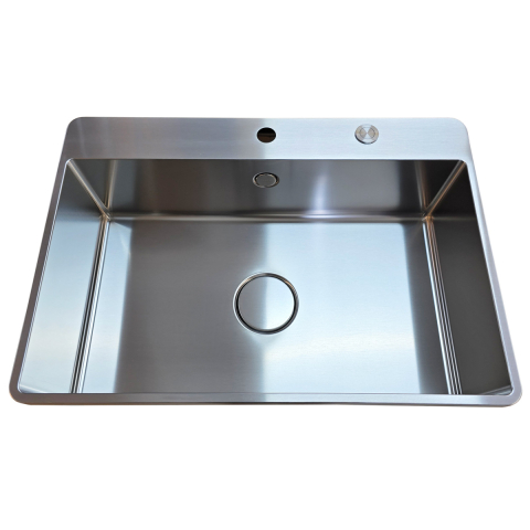 Chiuveta bucatarie inox CookingAid TASCA IRIS IR70 cu montaj pe blat, ventil scurgere automat cu capac scurgere invisibila, preaplin rotund si accesorii montaj [11]