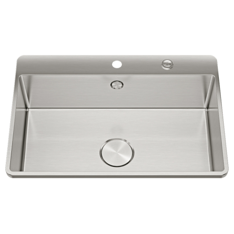 Chiuveta bucatarie inox CookingAid TASCA IRIS IR70 cu montaj pe blat, ventil scurgere automat cu capac scurgere invisibila, preaplin rotund si accesorii montaj [8]