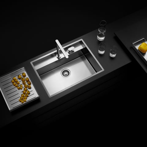 Chiuvete & Baterii - Chiuveta bucatarie inox CookingAid TASCA PHANTOM BACK PT65 INVISIBLE cu montaj pe blat, sub blat, la nivelul blatului sau sub geam si accesorii montaj