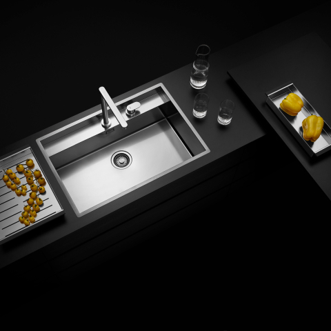 Chiuvete & Baterii - Chiuveta bucatarie inox CookingAid TASCA PHANTOM BACK PT80 INVISIBLE cu montaj pe blat, sub blat, la nivelul blatului sau sub geam si accesorii montaj