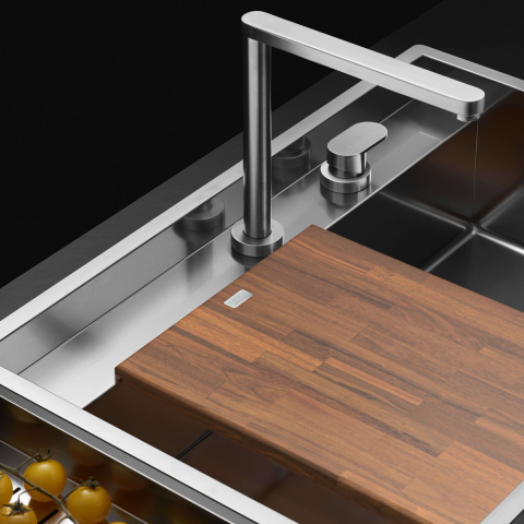 Chiuveta bucatarie inox CookingAid TASCA PHANTOM BACK PT80 INVISIBLE cu montaj pe blat, sub blat, la nivelul blatului sau sub geam si accesorii montaj [1]